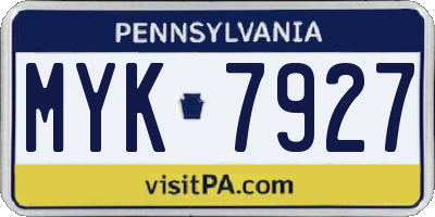 PA license plate MYK7927