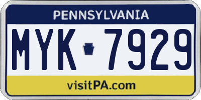 PA license plate MYK7929