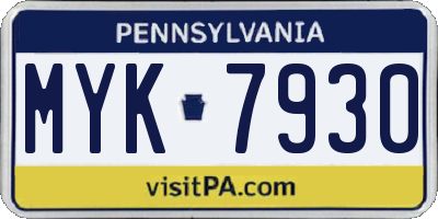 PA license plate MYK7930
