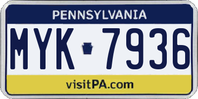 PA license plate MYK7936