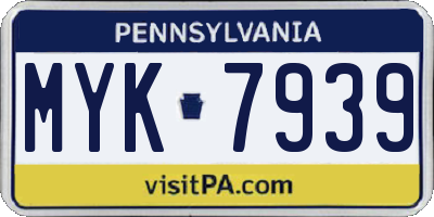 PA license plate MYK7939