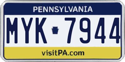 PA license plate MYK7944