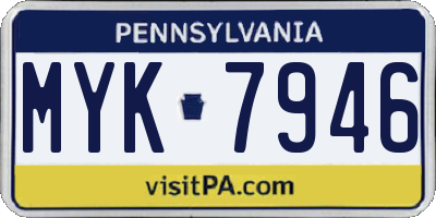 PA license plate MYK7946