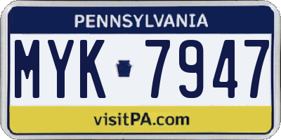 PA license plate MYK7947