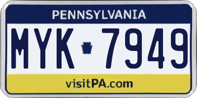 PA license plate MYK7949