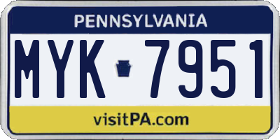 PA license plate MYK7951
