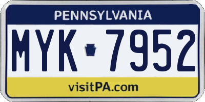 PA license plate MYK7952