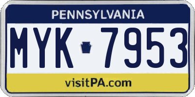 PA license plate MYK7953