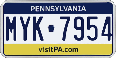 PA license plate MYK7954
