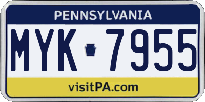 PA license plate MYK7955