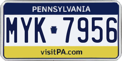 PA license plate MYK7956