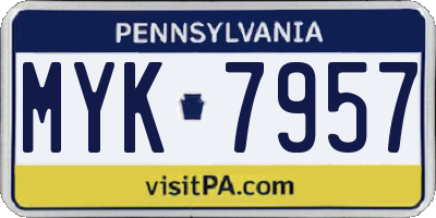 PA license plate MYK7957