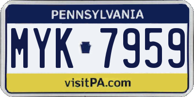 PA license plate MYK7959