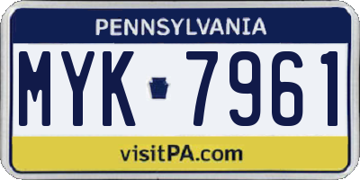 PA license plate MYK7961