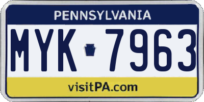 PA license plate MYK7963