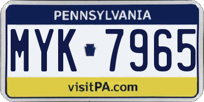 PA license plate MYK7965