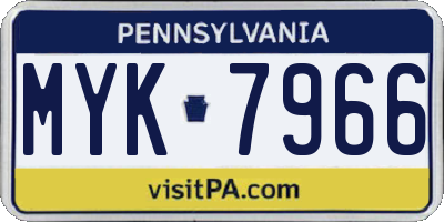 PA license plate MYK7966