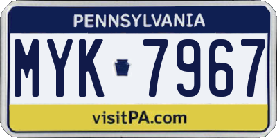 PA license plate MYK7967