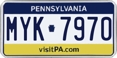 PA license plate MYK7970