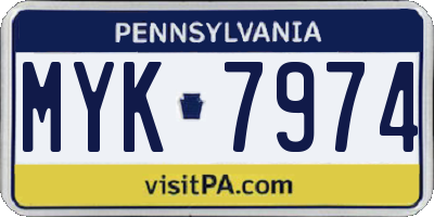 PA license plate MYK7974