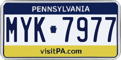 PA license plate MYK7977