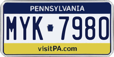 PA license plate MYK7980