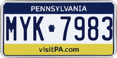 PA license plate MYK7983