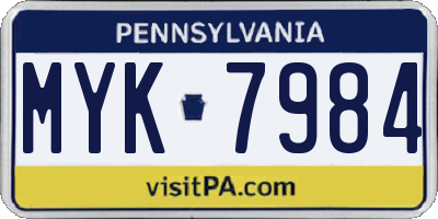 PA license plate MYK7984