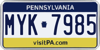PA license plate MYK7985