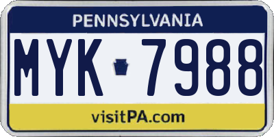 PA license plate MYK7988