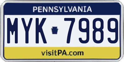 PA license plate MYK7989