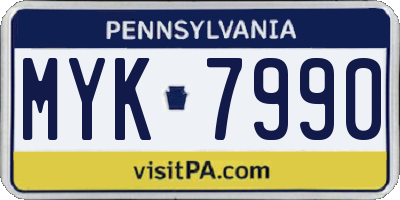 PA license plate MYK7990