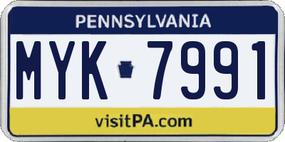 PA license plate MYK7991