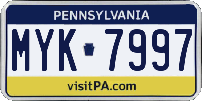 PA license plate MYK7997