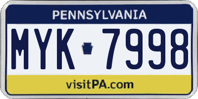 PA license plate MYK7998
