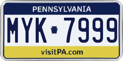 PA license plate MYK7999