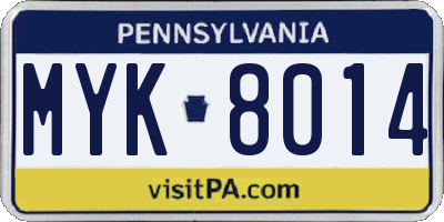 PA license plate MYK8014