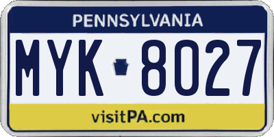 PA license plate MYK8027