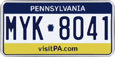 PA license plate MYK8041