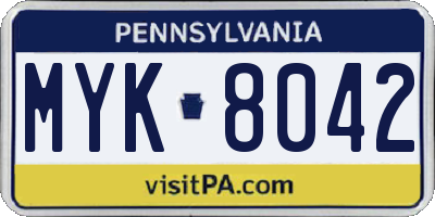 PA license plate MYK8042
