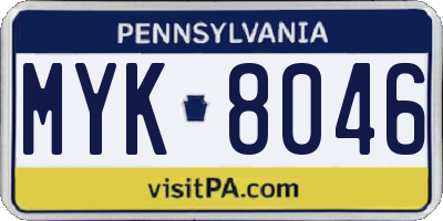 PA license plate MYK8046