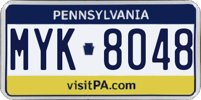 PA license plate MYK8048