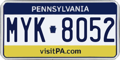 PA license plate MYK8052
