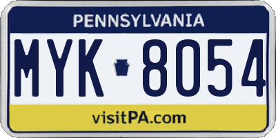 PA license plate MYK8054