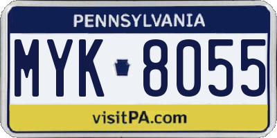 PA license plate MYK8055