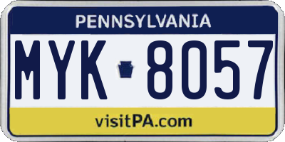 PA license plate MYK8057