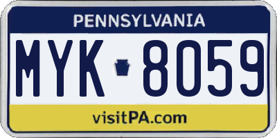 PA license plate MYK8059