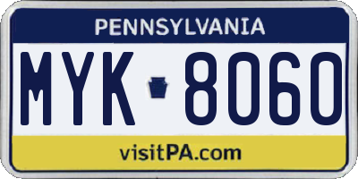 PA license plate MYK8060