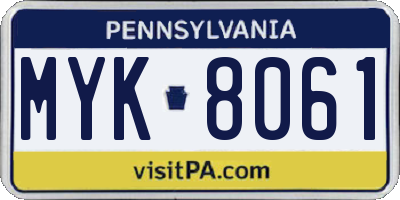 PA license plate MYK8061