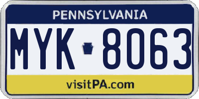 PA license plate MYK8063